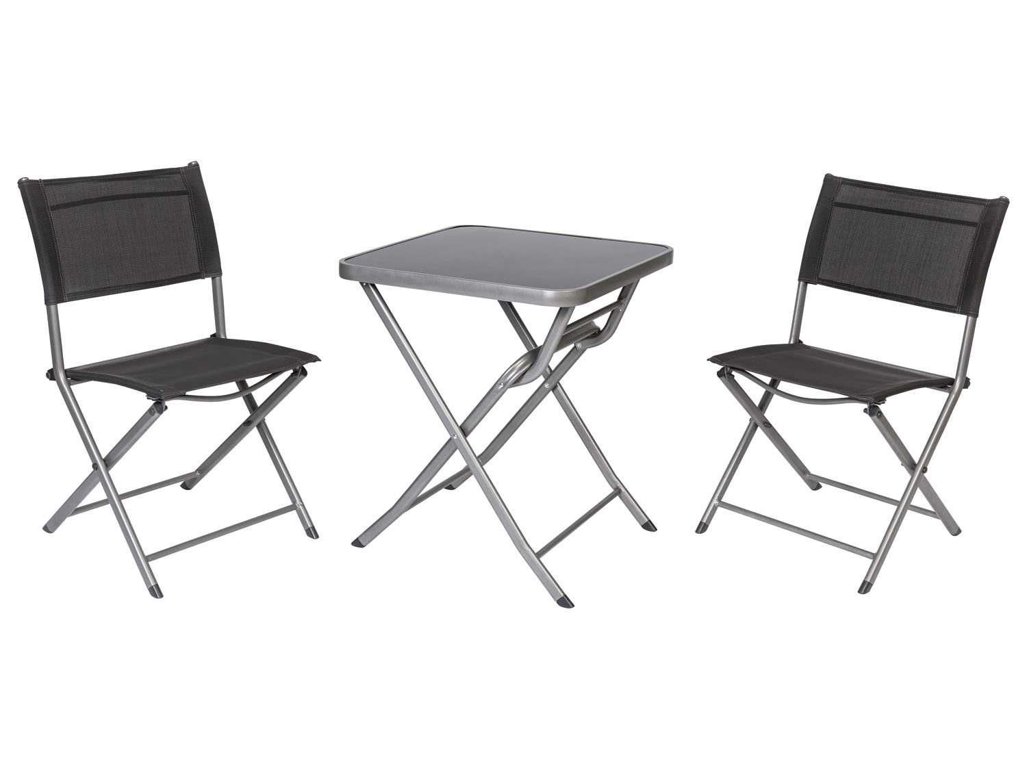 Zestaw balkonowy stolik i 2 krzesła,aluminium szkło
