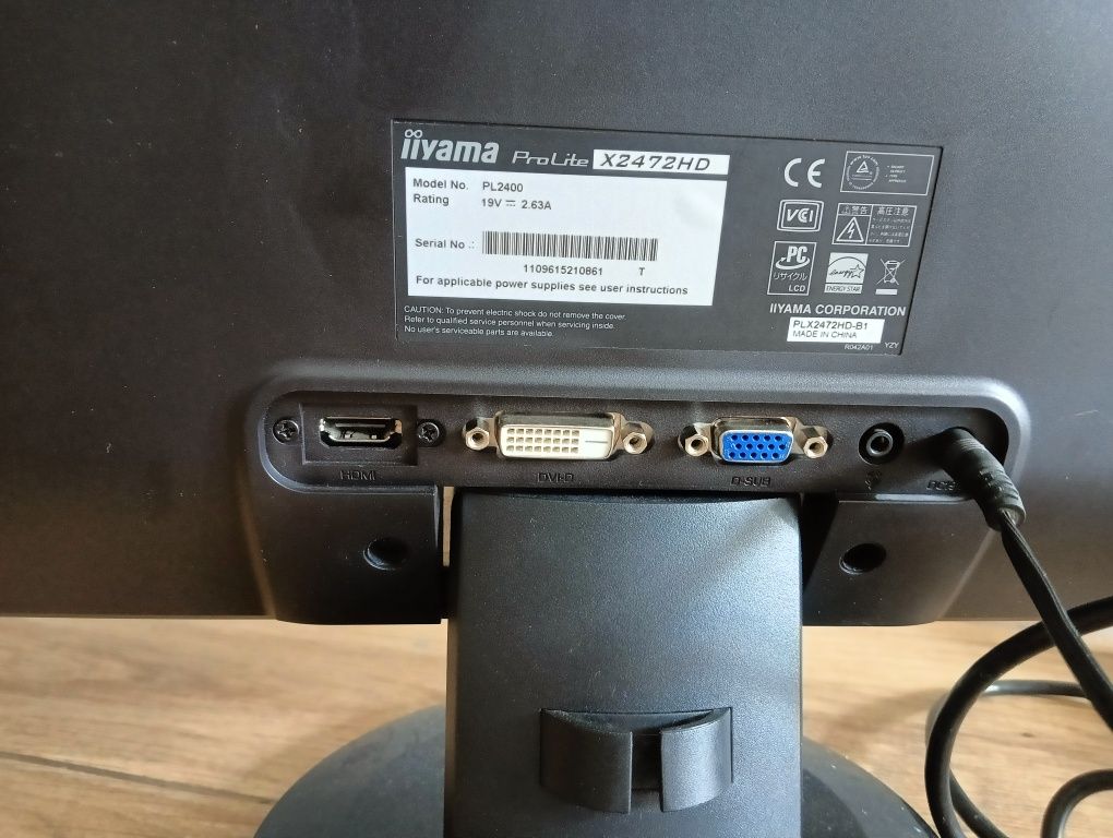 Monitor LED FullHD 24cale iiyama  24cale X2472HD-B1 Fullhd HDMI DVI