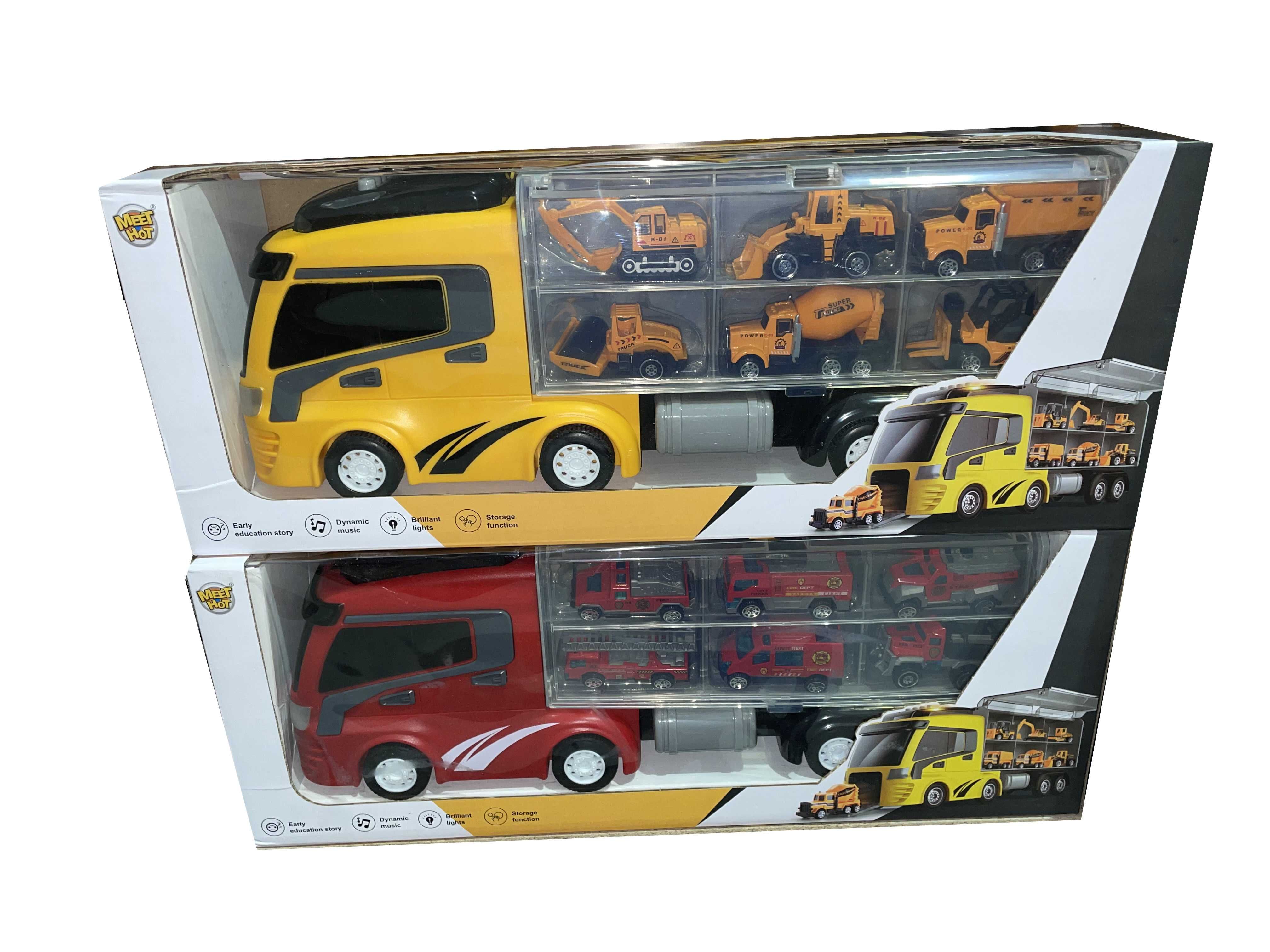Ciężarówka z pojazdami budowy Transporter Laweta zabawka dla dzieci