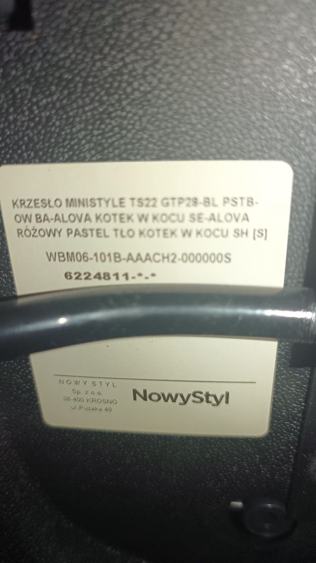 Krzesło dla dziewczynki Ministyle Black GTP Kotek w kocu