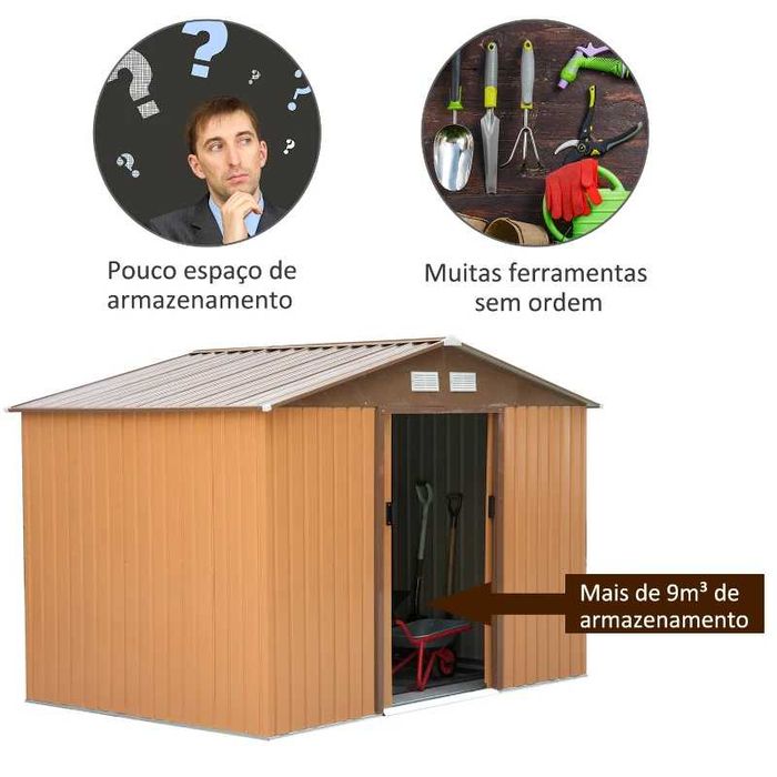 Abrigo de Jardim Metálico 277x191x192cm