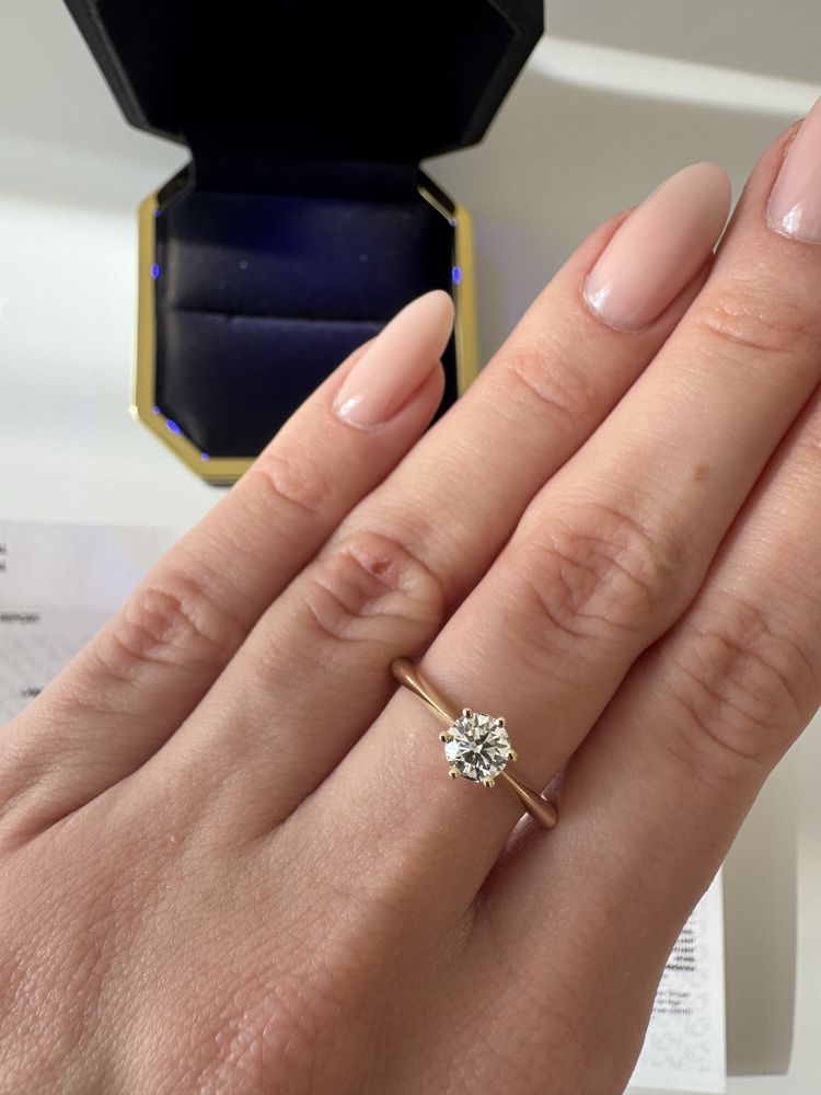 Pierścionek z diamentem 0,5 ct VS1 D, z brylantem, certyfikat IGI