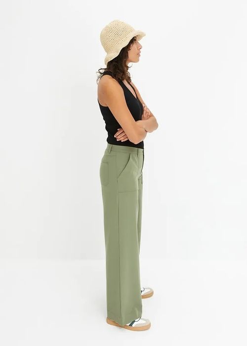 B.P.C spodnie elastyczne zielone szerokie wide leg ^46