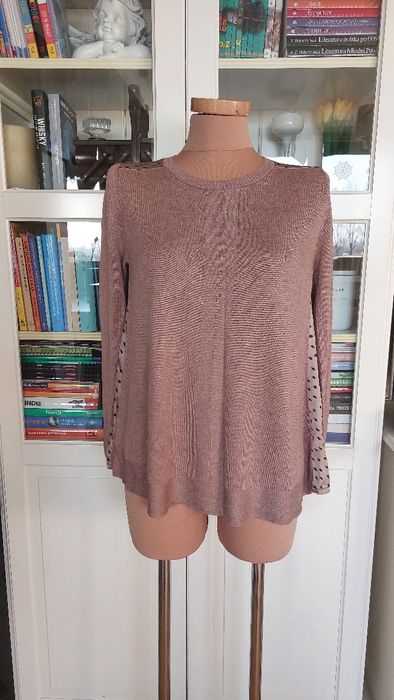 38 M&S Collection ciekawa bluzka oversize czekoladowa