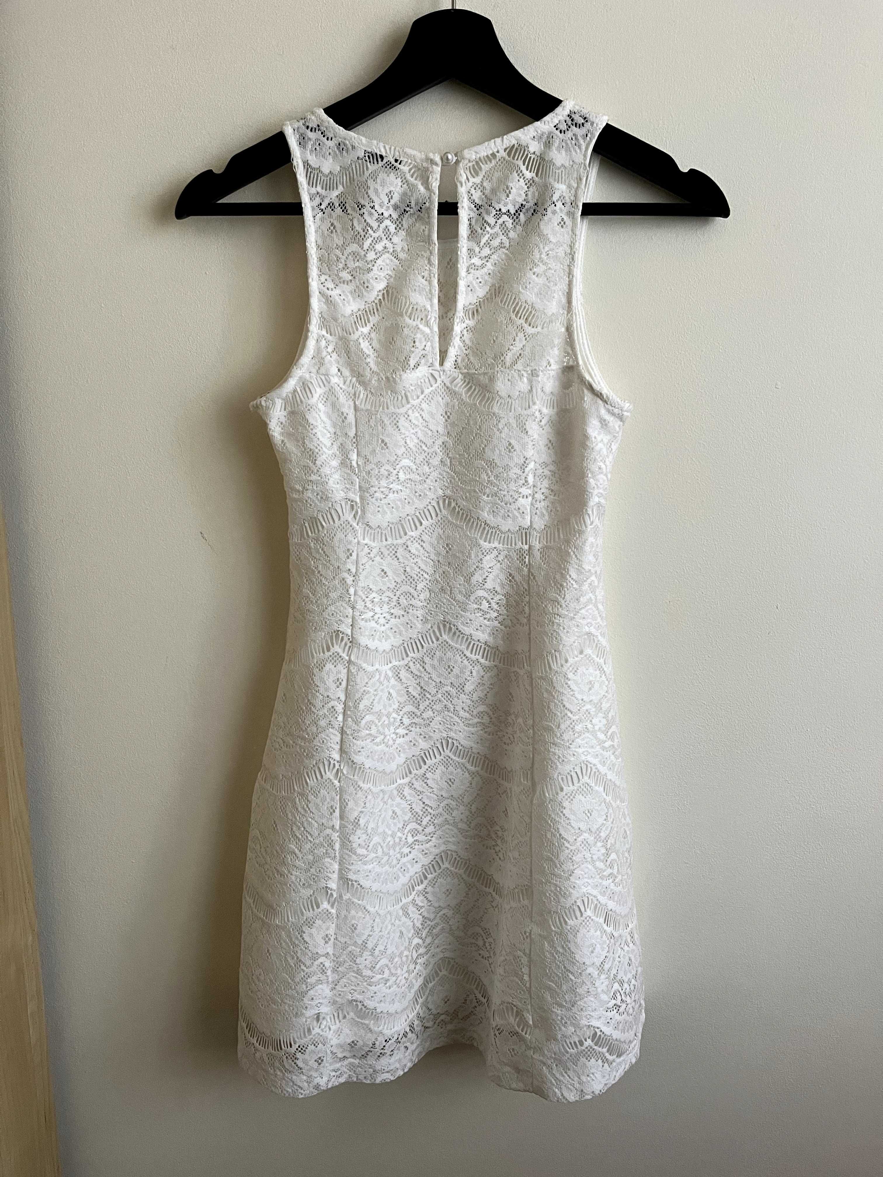 sukienka biała koronkowa na ramiączka terranowa xs 34