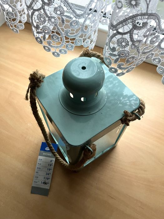 Lampion metalowy niebieski pepco nowy