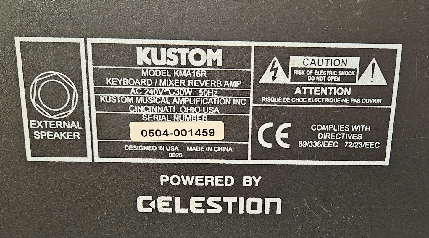 Wzmacniacz Kustom KMA16R do keyboardu, wokalu, perkusji elektronicznej