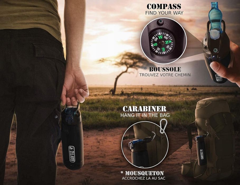 Filtr Butelka Węgiel Aktywny Survival Słomka 650 ml
