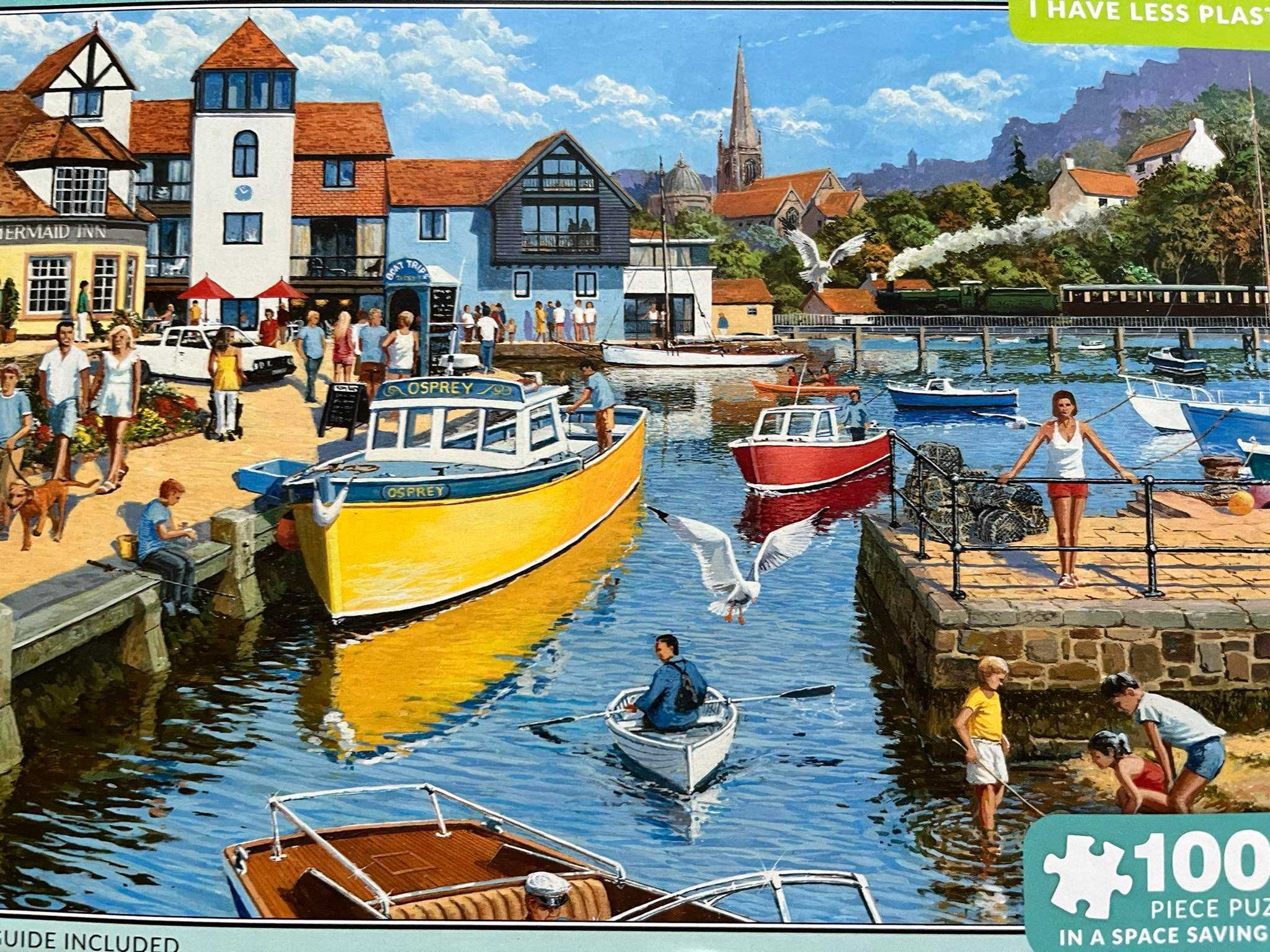 Puzzle Otter House Riverside port rzeka statek 1000