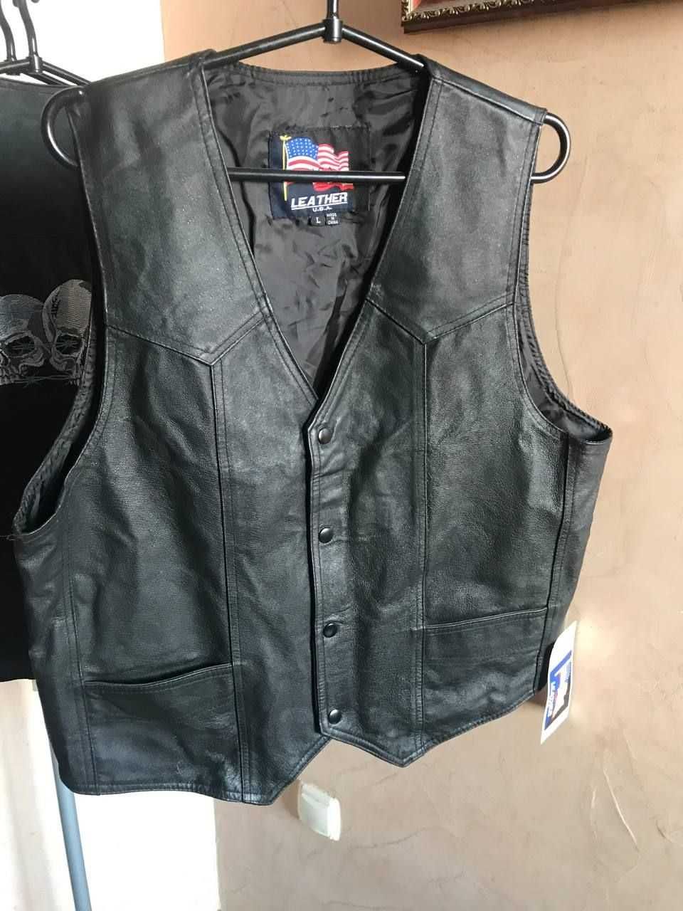Кожаные байкерские жилетки. Мотоциклетные жилетки. Made in USA.