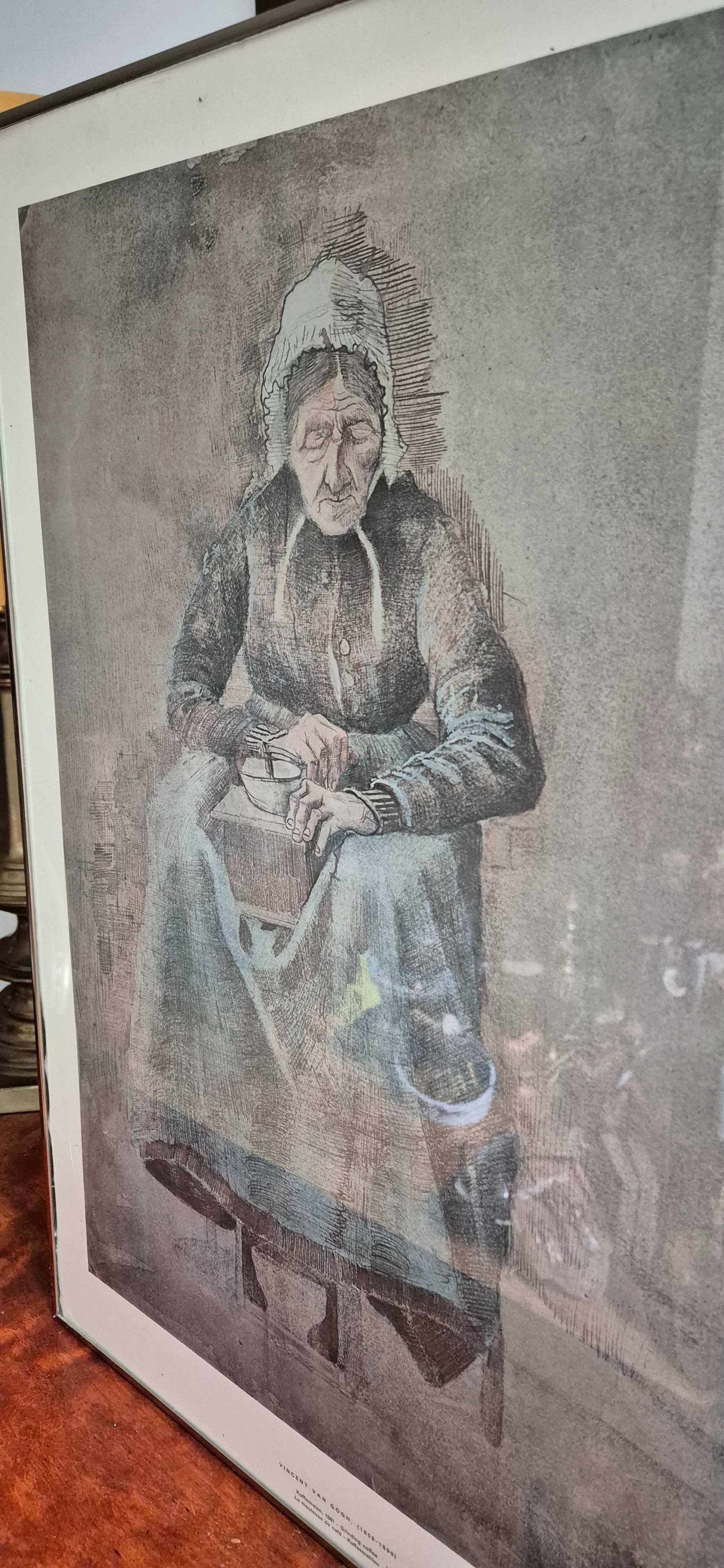 Litografia Vincent Van Gogh Mielenie kawy antyk plakat z wystawy cudo