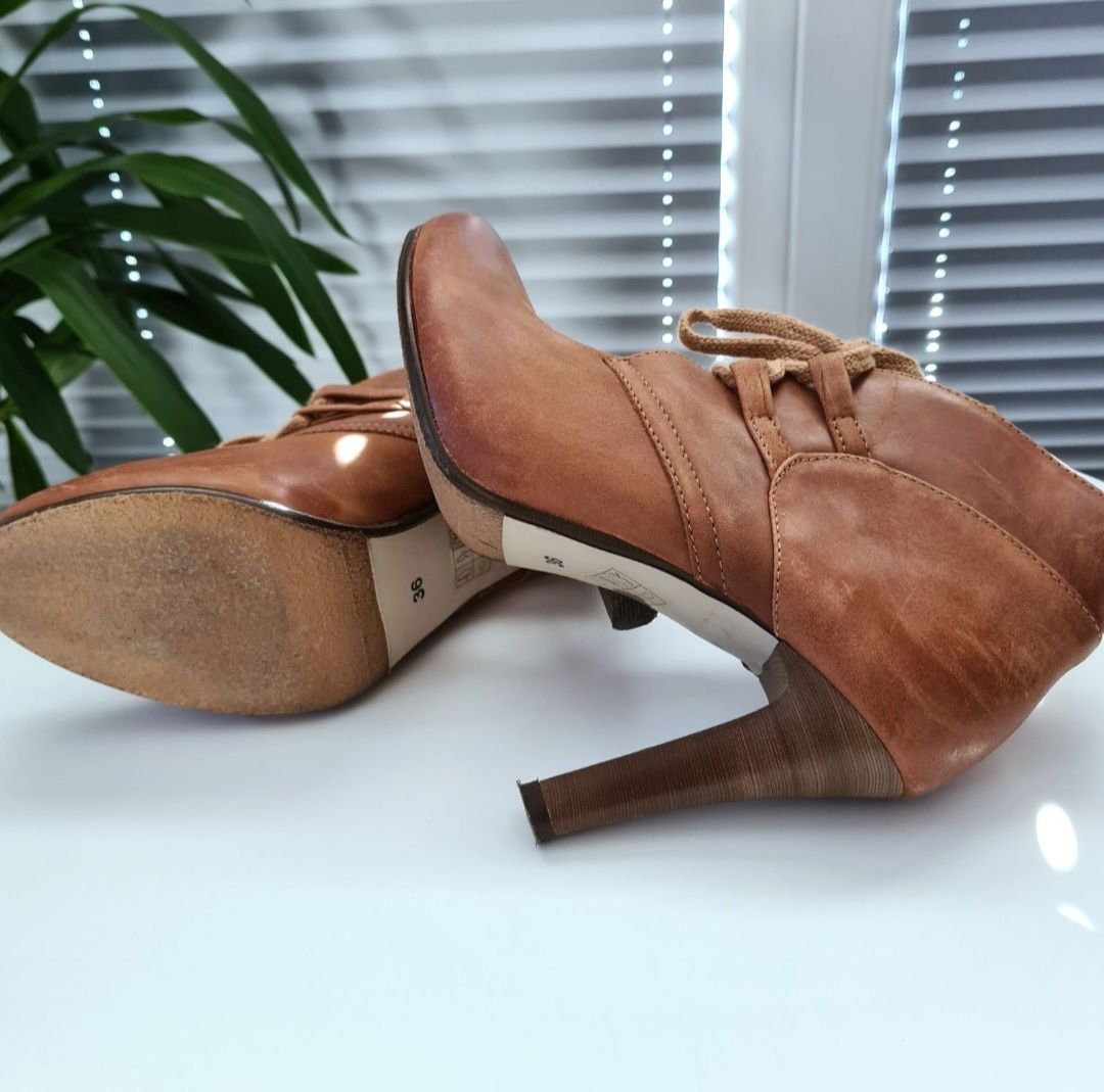 Skórzane buty na obcasie 36 botki damskie Gomma Davos wiosna jesień