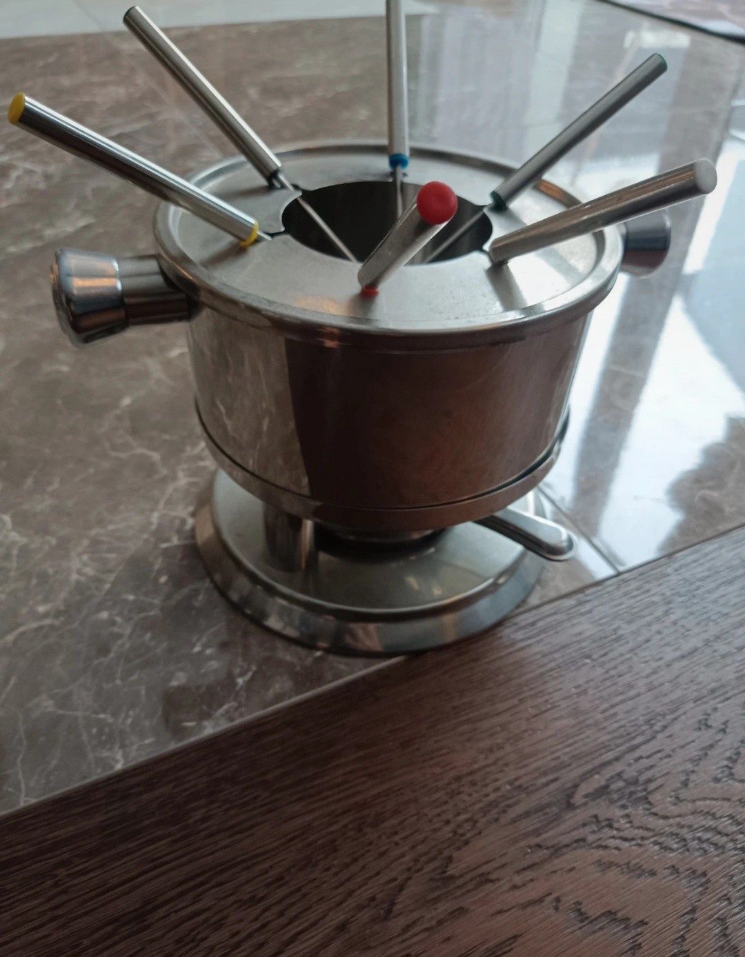 Klasyczny zestaw do fondue - jak nowy - super na imprezę