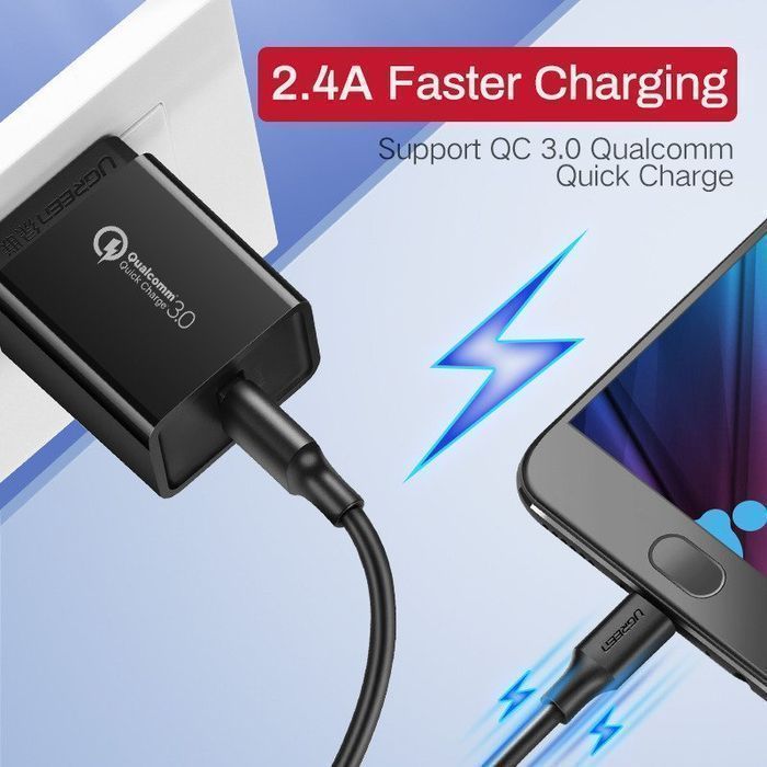 Kabel Usb Do Micro Usb Ugreen Us289 Qc 3.0 2.4A 1M (Czarny)