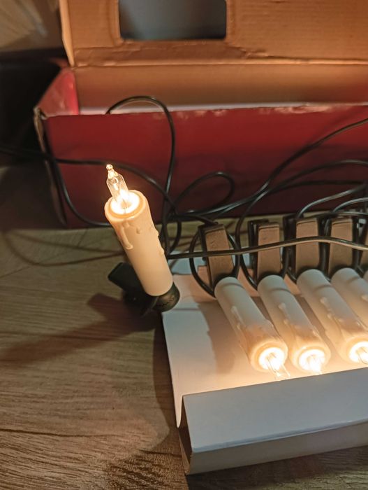 Lampki choinkowe zestaw świeczki na klips na prąd w starym styl