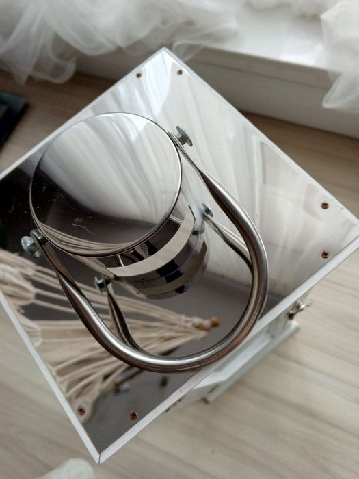 Piękny duży drewniany biały srebrny lampion Argent Home&You