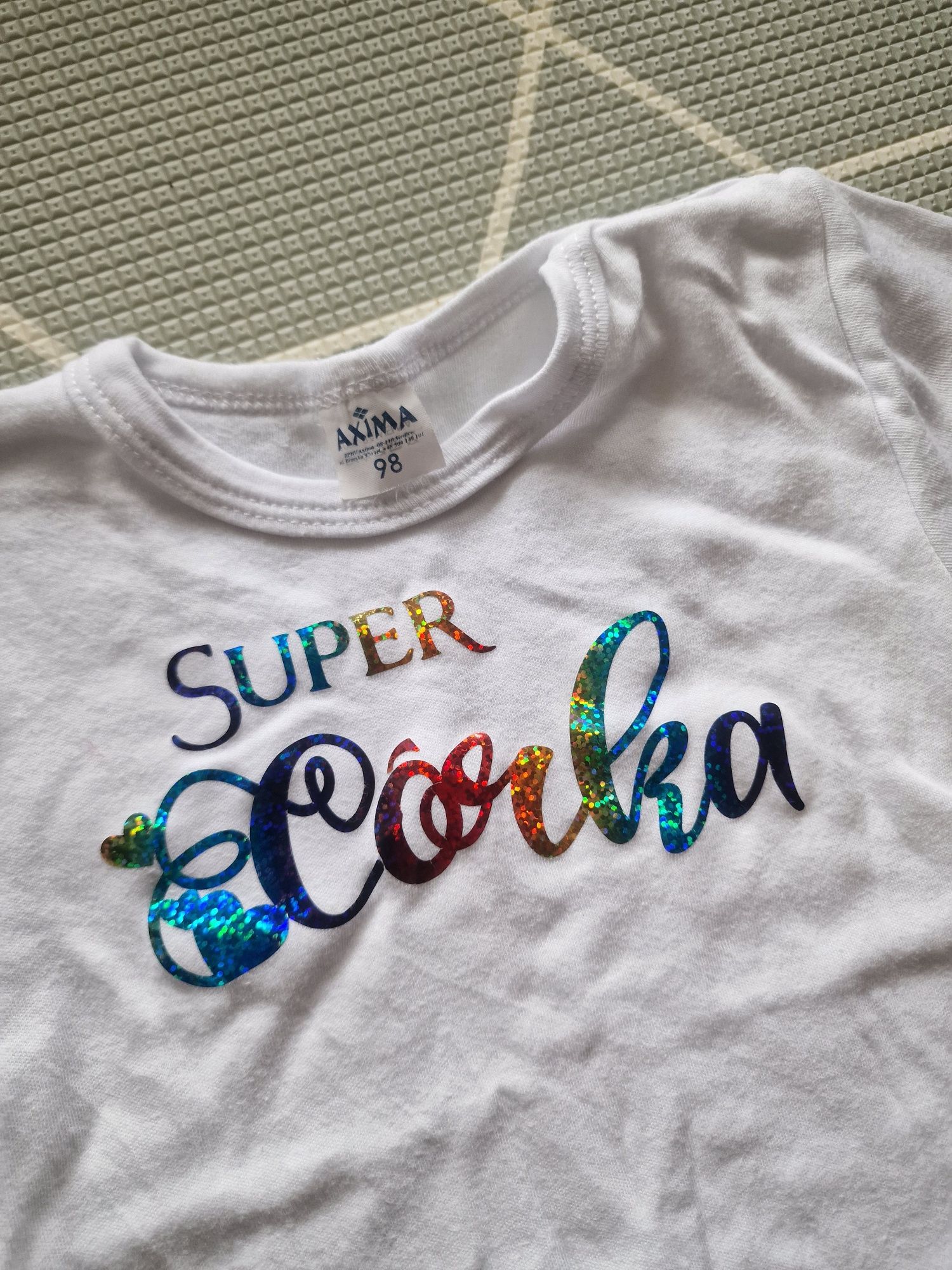Body 98 na krótki rękaw dla dziewczynki super córka tęcza kolorowa