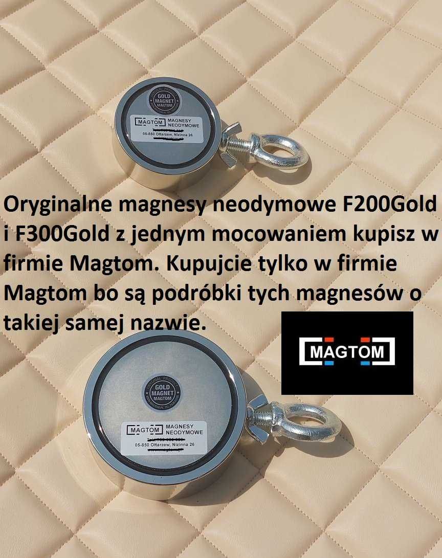 Magnes neodymowy uchwyt dwustronny  F300Gold Magtom