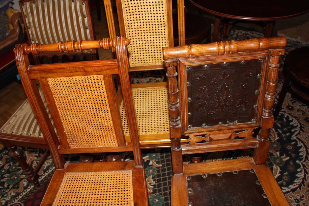 Piękny stół + 4 krzesła politura orzech, meble eklektyczne