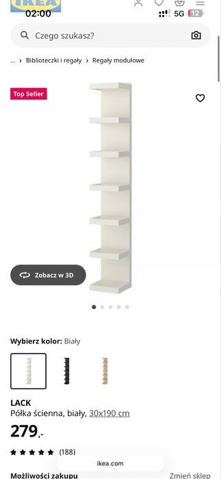 duża półka ścienna biała, regał ścienny biały ikea lack