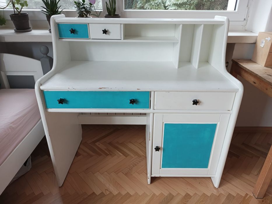 Biurko z nadstawką drewniane