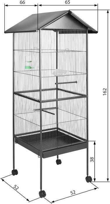 NOVO - Gaiola para pássaros com rodas, para aves, canários, periquitos