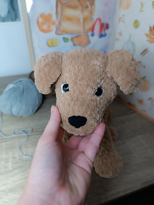 В'язана іграшка песик, ручна робота