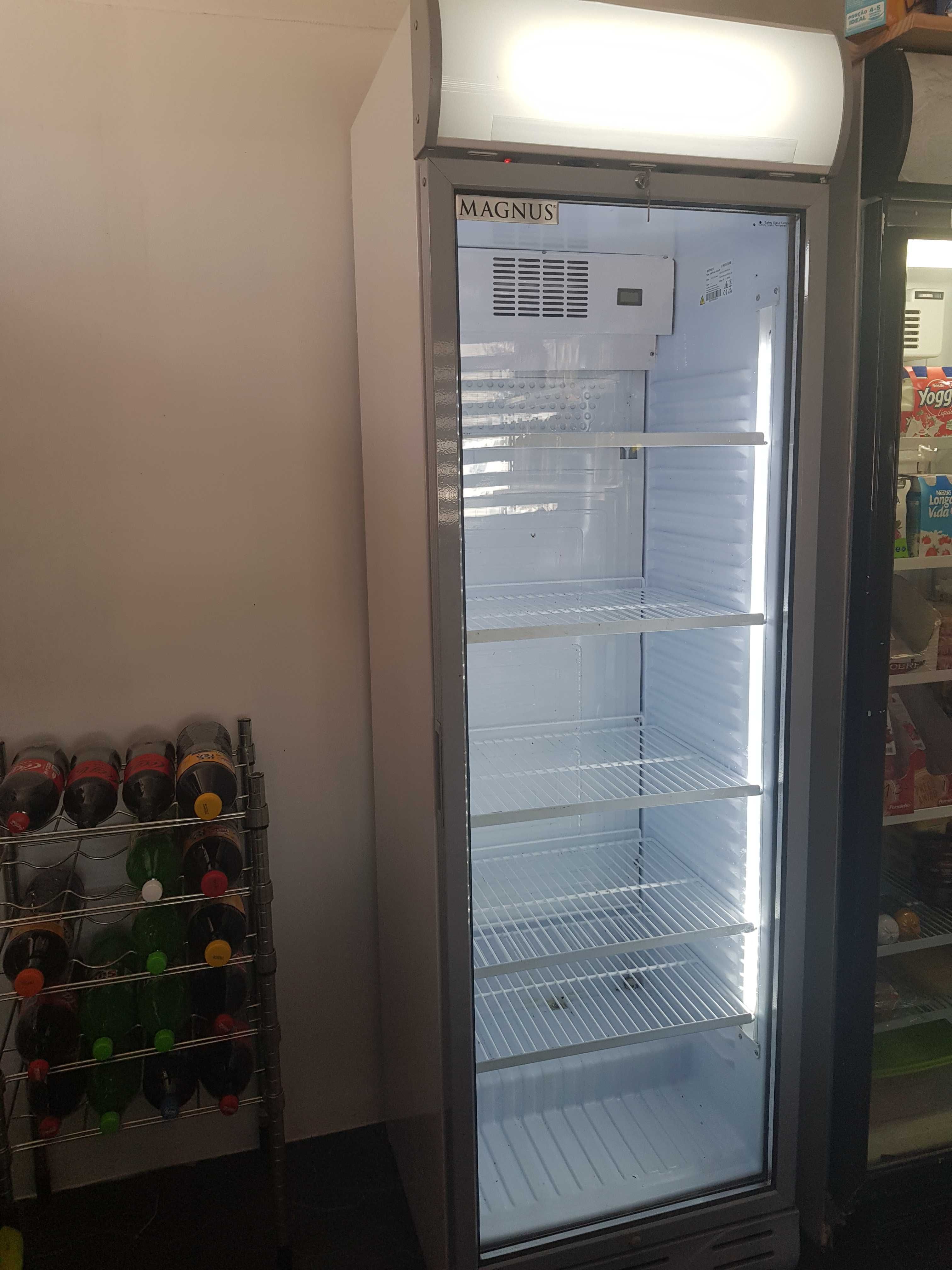 refrigerador vertical com 5 prateleiras e iluminação interior