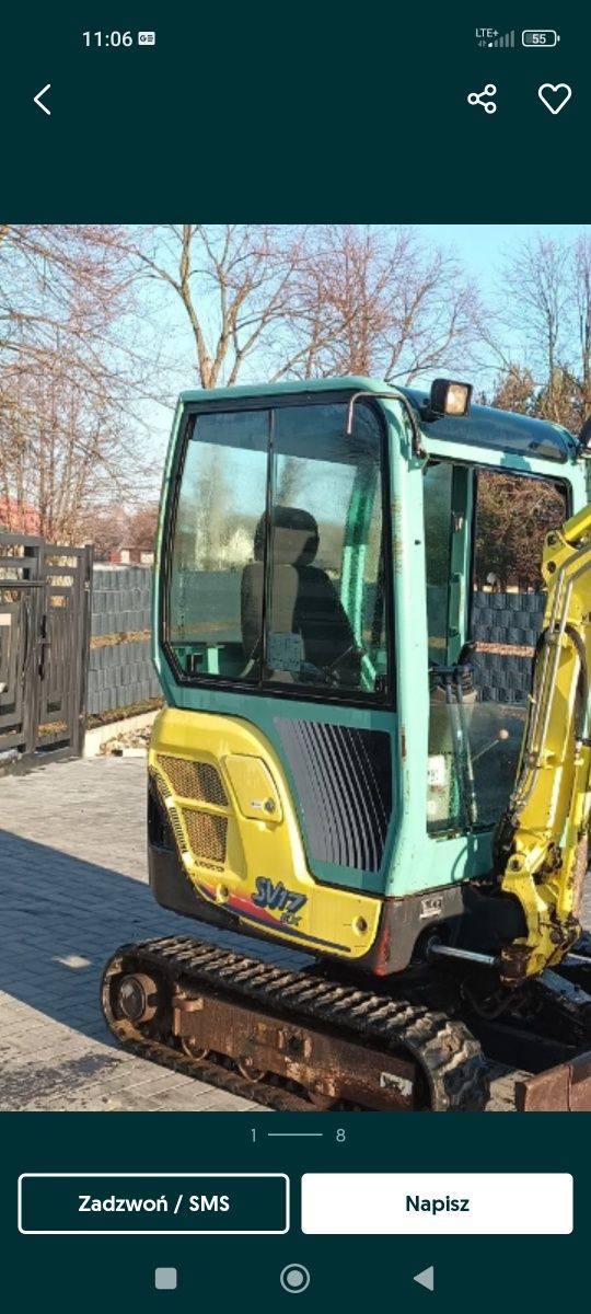 Wynajmę  minikoparkę bez operatora   YANMAR SV 17 EX, Volvo