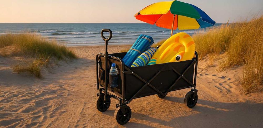 Mocny 2w1 XXL Wózek Turystyczny Wędkarski Plażowy Transportowy +GRATIS