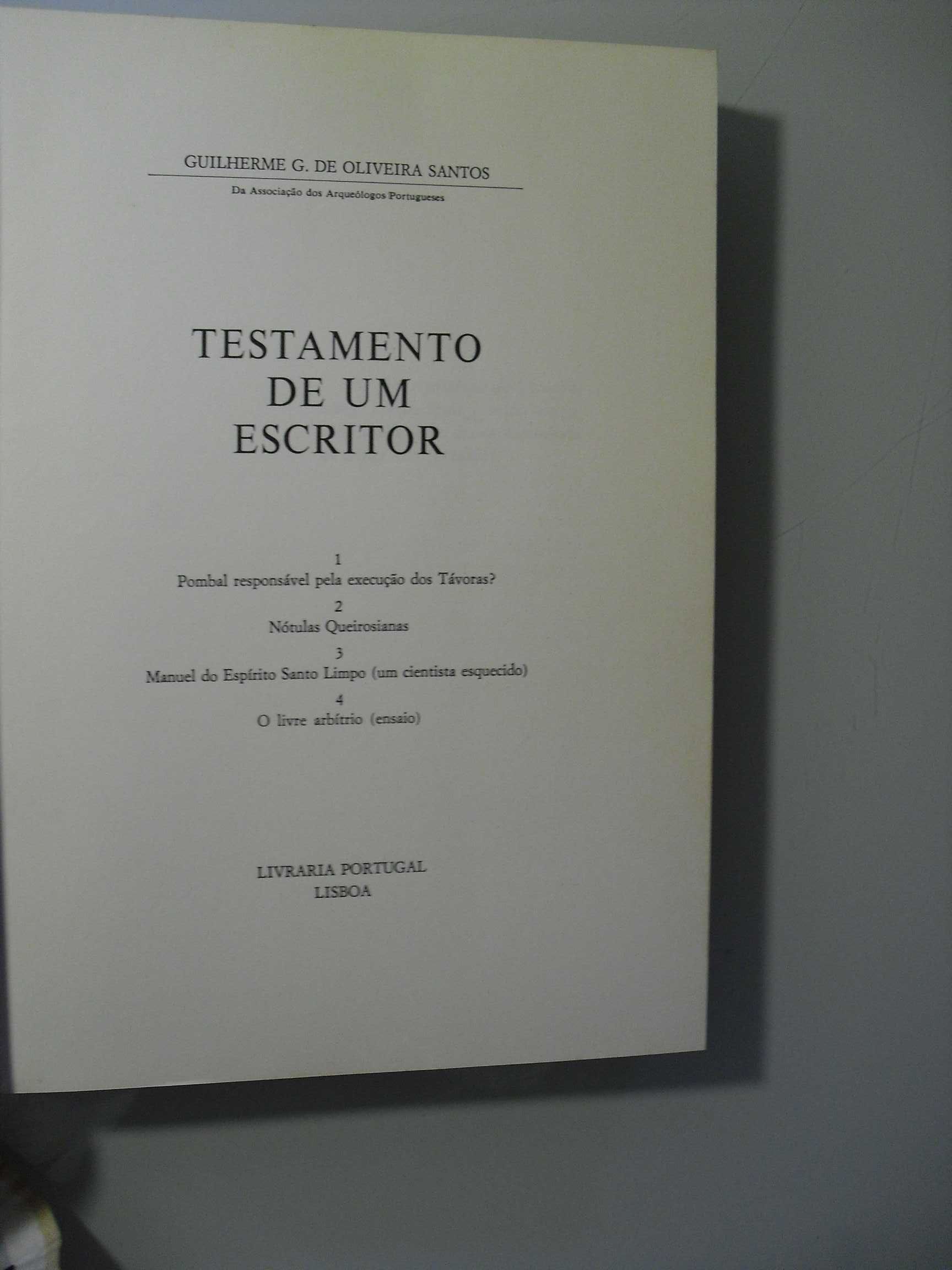 Santos (Guilherme de Oliveira);Testamento de um Escritor