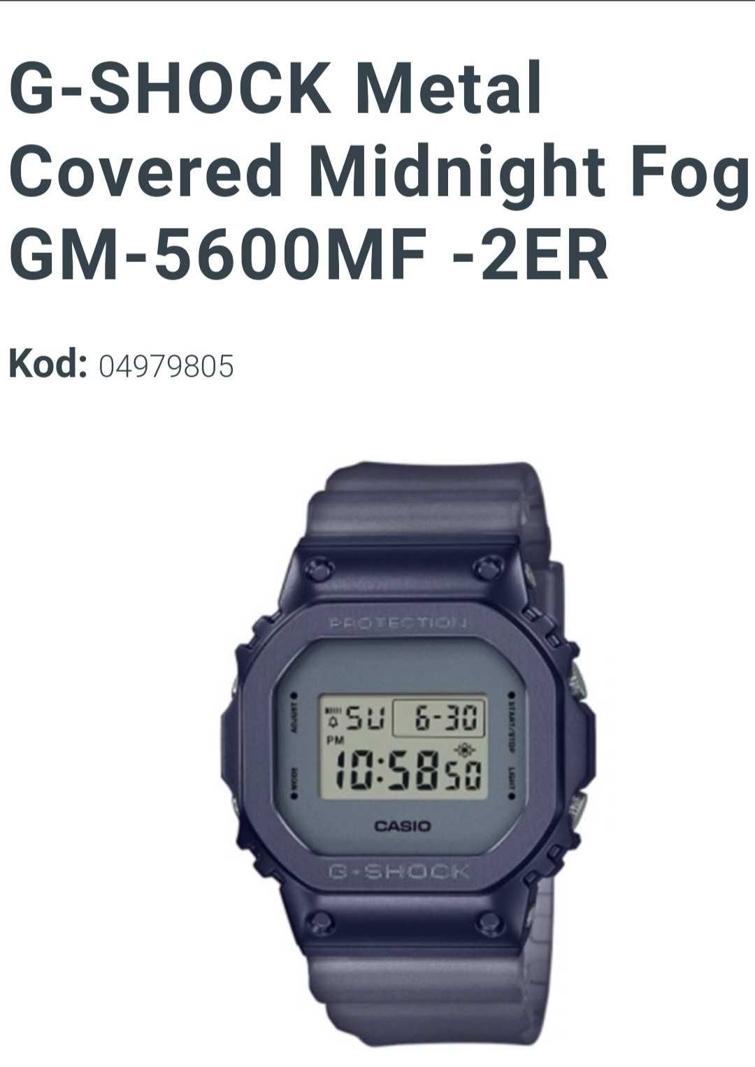 Zegarek męski G-SHOCK Metal Covered Midnight Fog GM-5600MF -2ER NOWY