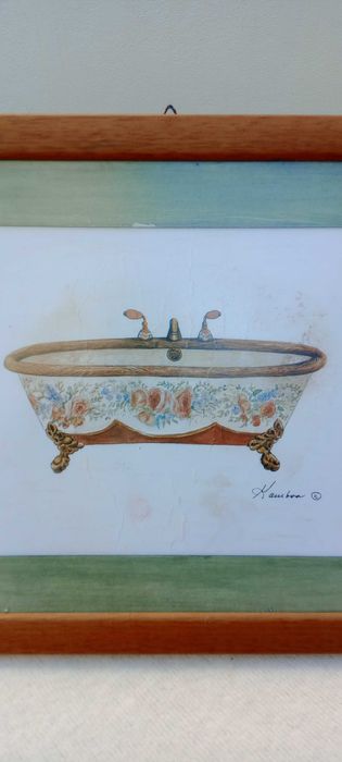 4 Litografias de banheiras, de  Consuelo Gamboa, emolduradas à medida