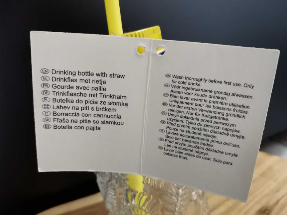 Nowa szklana butelka do picia ze słomką, 320 ml-mam 2 szt.