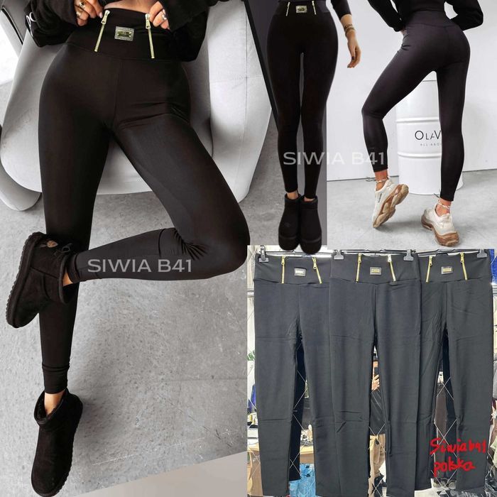 Legginsy damskie z zamkiem z przodu