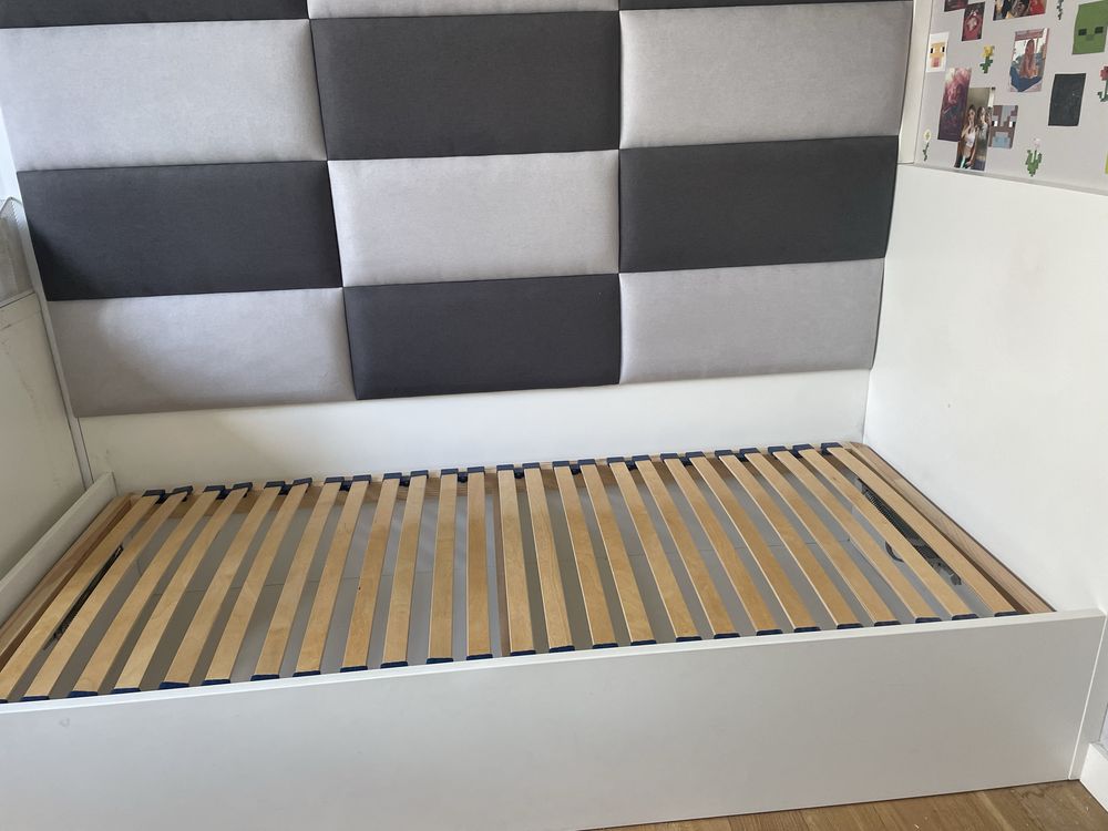 Białe łożko pojedyncze 180x80 cm z dwoma komorami