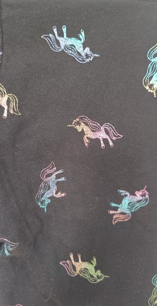 Czarne legginsy w kolorowe jednorożce H&M