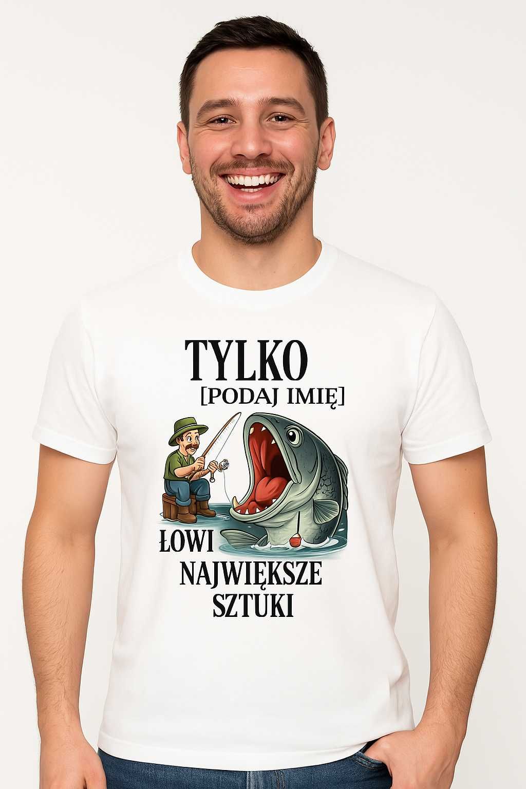Koszulka Dla Wędkarza na prezent Personalizowana Dodaj swoje imię r.L