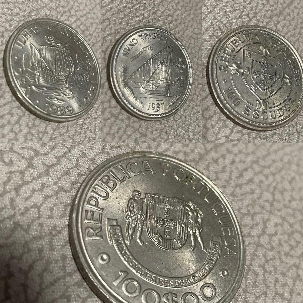 Duas moedas de 100$ de coleção- Nuno Álvares e Ilhas Canárias