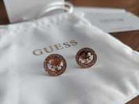 Kolczyki Guess różowe złoto okrągłe cyrkonie logo 4G