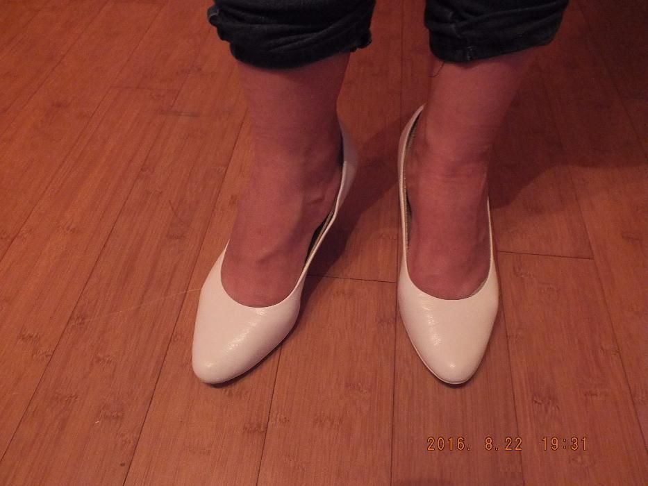Ślubne buty białe 38 obcas 6 cm