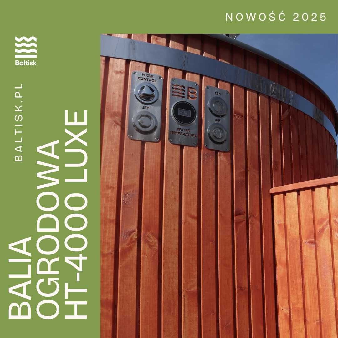 Balia Ogrodowa Nowy model 2025 - hydromasaż jacuzzi LED piec na drewno