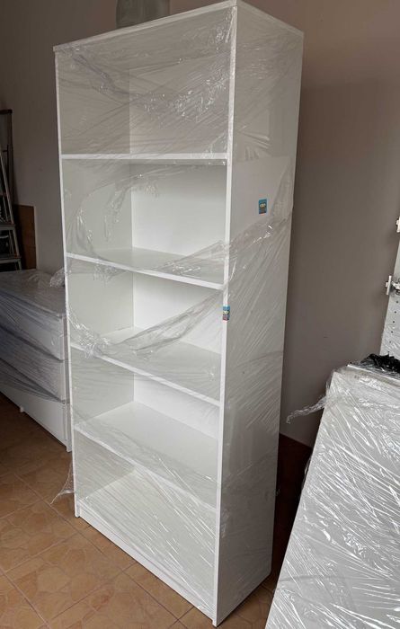Szafka na książki, biała, 80 cm szeroka