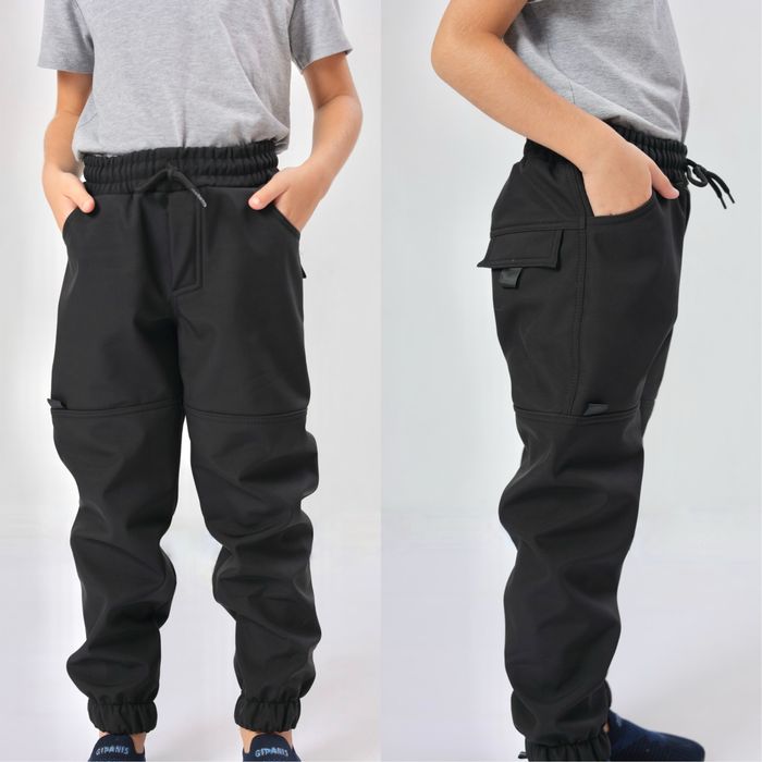 Теплі дитячі джогери плащівка софтшел на флісі розміри 140-170