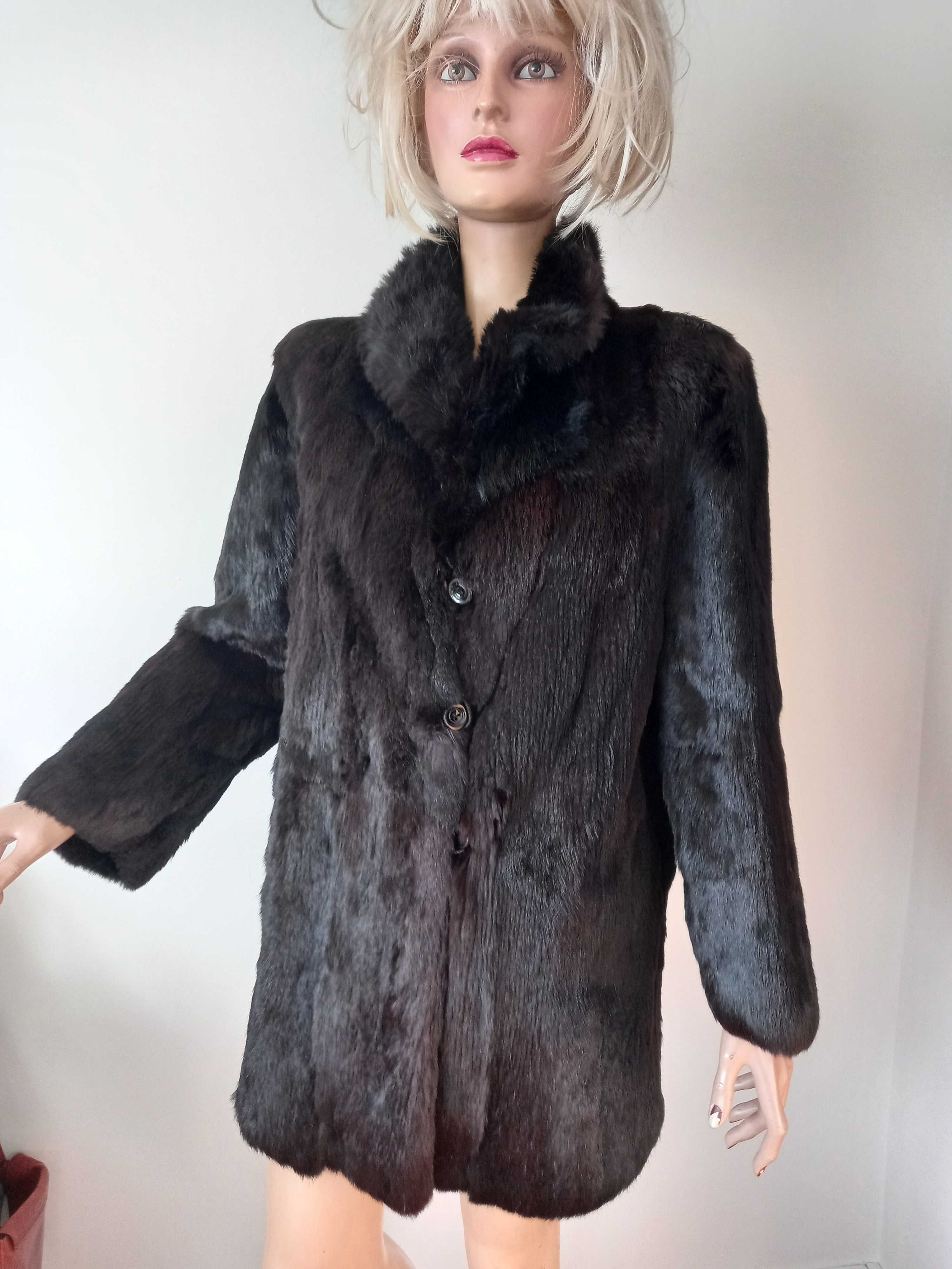 Futro czarne z królika naturalnego r. M/L