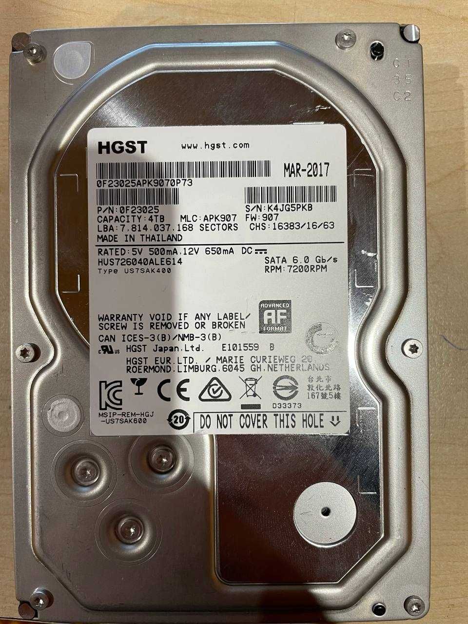 Жорсткі диски HDD 3,5" HGST 4ТB 7200RPM SATA 6.0 GB/S