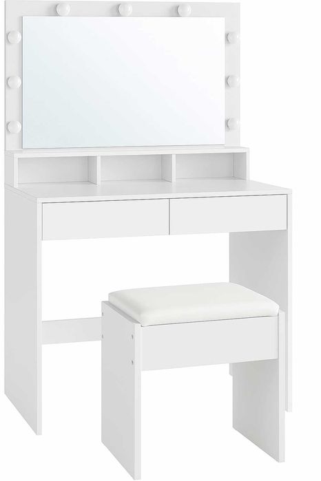 Toaletka Kosmetyczna Lustro WIZAŻ Oświetlenie HOLYWOOD+KRZESŁO LED 017