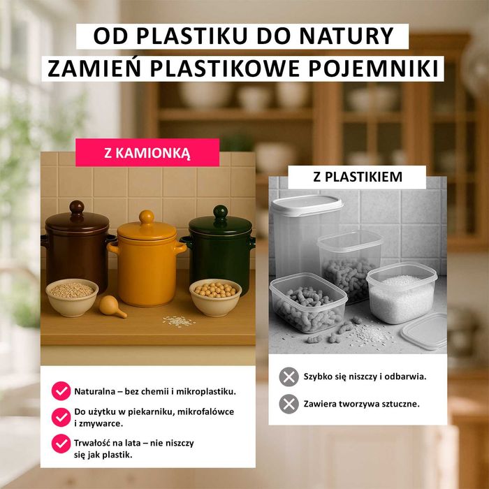 Pojemnik garnek ceramiczny kamionka 1 L na ogórki, kapustę, smalec