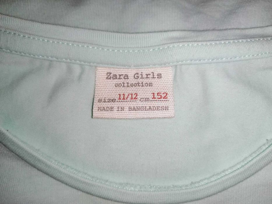 T-shirt verde água Zara Tam.11/12A - como nova