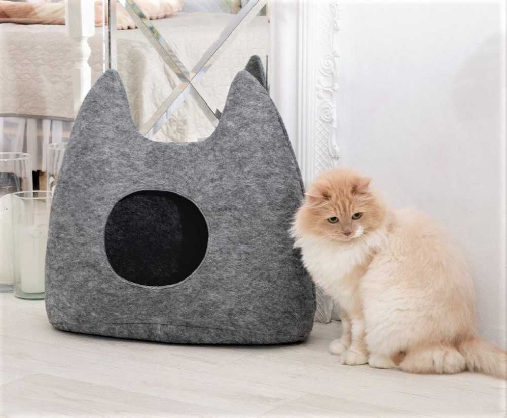 Будиночок для кота з повсті сірий